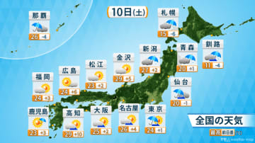 雨止む所も気温上昇に注意
