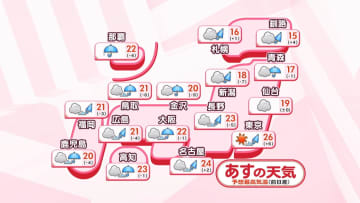 【あすの天気】沖縄は局地的に非常に激しい雨　本州付近は午前中、東海や関東で晴れ間