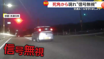 「絶対故意でやってる」赤信号の交差点をノーブレーキで直進する車…死角から軽トラックが“信号無視”で飛び出しあわや衝突も　京都・愛知