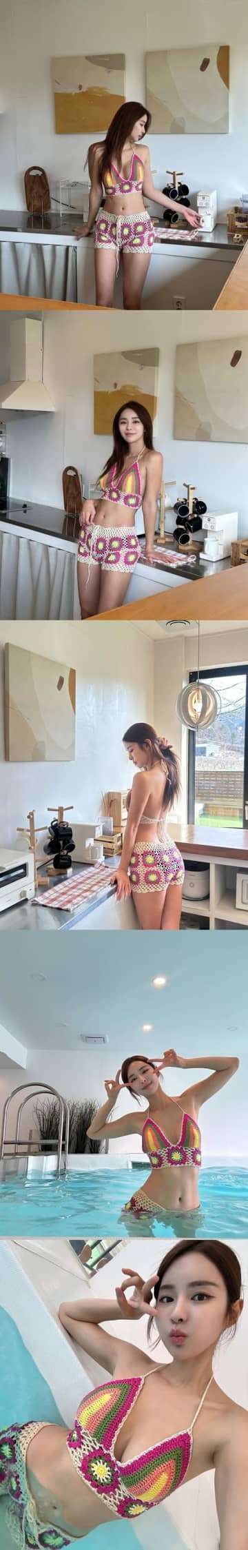【写真】韓国美人ロードガールのアン・ナギョン、あみあみ水着姿のダブルピースで視線強奪