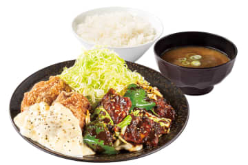 からやま、から揚げと回鍋肉を楽しめる「生姜醤油からあげのタルタル回鍋肉定食」発売