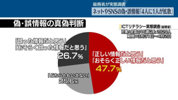 SNSなどの誤情報「4人に1人が拡散」　総務省が実態調査