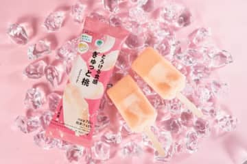 “もも”果汁の「アイスバー」、ファミマが5月13日から全国で発売。福島産を使用、6月には「スフレ・プリン」も
