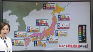 【あすの天気】全国的に強い日差しと暑さに注意　北陸や北日本で平年より大幅に気温高く