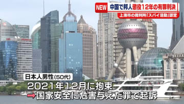 「スパイ活動行った」と…50代日本人男性に懲役12年の有罪判決　中国