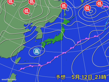 天気は周期変化で、初夏の気温に