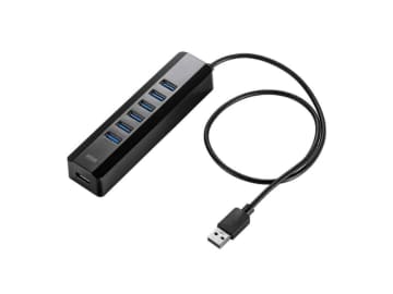 PCと連動する「給電オフ」機能が付いたセルフパワー対応USBハブ「400-HUBA070BK2」、サンワサプライが発売