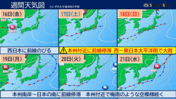 前線停滞　本州で梅雨入り？週末は大雨の恐れ　からっとした暑さから蒸し暑く