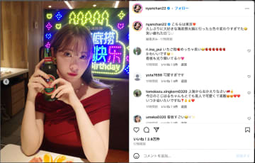 小嶋陽菜、火鍋で誕生日を派手にお祝い　長すぎるタンフルにご満悦「槍みたい」「嬉しそうで可愛い」