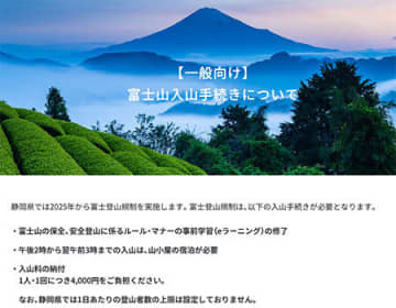 富士宮・御殿場・須走ルートの富士山登山は事前登録制に　入山料は1人1回4000円