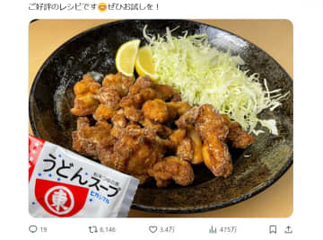 ヒガシマル公式の“うどんスープ唐揚げ”レシピが大反響「絶対うまい」