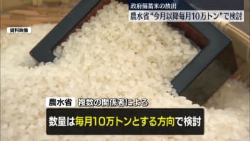 備蓄米放出“今月以降毎月10万トン”で検討　農水省