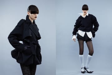 プールデ“バルーン裾”のワンピース風アウター＆芋虫風ボリュームスリーブのセーター