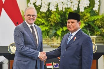 中ロけん制、安保連携強調　豪インドネシア首脳会談