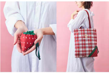 タリーズ、イチゴ型にかわいく収納できる「エコバッグ」と白イチゴがワンポイントの「タンブラー」発売