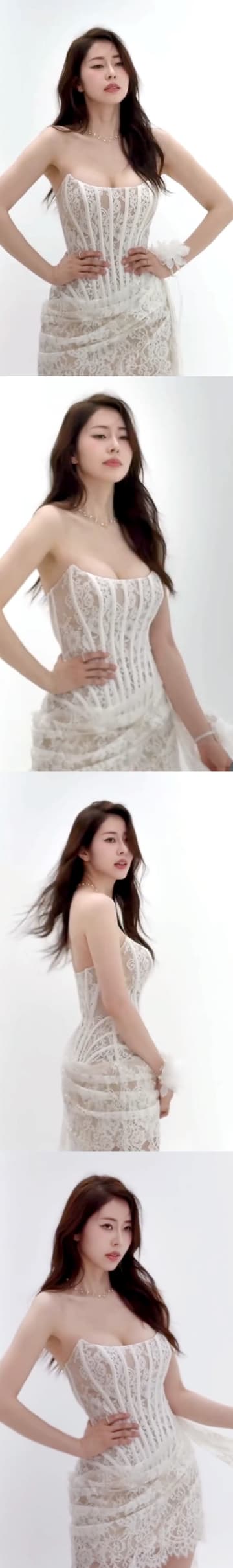 すけすけすぎて体型丸わかり…純白“シースルー”ドレスで輝く韓国の美人弁護士タレント、結婚間近の撮影【画像】