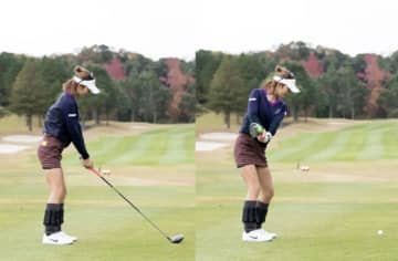 ダウンスイングからのキレがすごい！金田久美子は腰の回転量で加速力をアップ