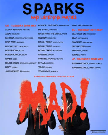 スパークス、新作『MAD!』の爆音リスニング・パーティーを開催 来日時にはサイン会も