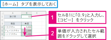 【Excel Q&A】複数の数値を一括で1割引にするには？