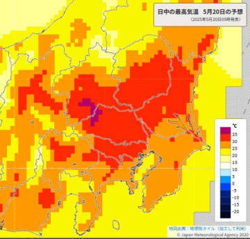【速報】最高気温35度の予想　きょう埼玉・秩父で　今年初の猛暑日か　熊谷で34度、さいたまで32度　予想気温さらに上昇