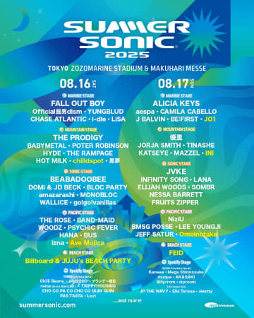 【SUMMER SONIC 2025】JO1／INI／Ave Mujica／Billboard & JUJU's BEACH PARTYらの出演が決定