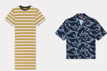 ケンゾー25年夏ウェア、“19世紀のビーチウェア”着想ボーダーTシャツ＆波のカモフラージュ柄シャツ