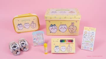 サンスター文具より、シロツメクサの花冠を付けたちいかわたちの幼児向けアイテムが登場
