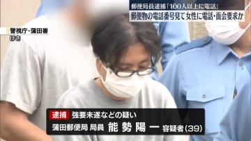 郵便物の電話番号見て女性に電話・面会要求か　郵便局員を逮捕「100人以上に電話」