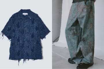 ミカゲ シン、全面フリンジの半袖シャツ＆“錆の風合いをリアルに表現”デニムパンツ
