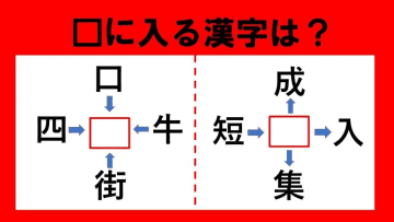 【漢字パズル】□に入る漢字はなんでしょう？口□、四□、街□、牛□・・・