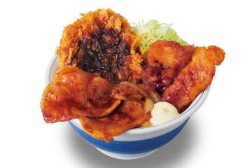 かつや“とんかつ・豚から揚げ・焼肉全部食べたい！”をかなえる「豚デラックス丼」発売