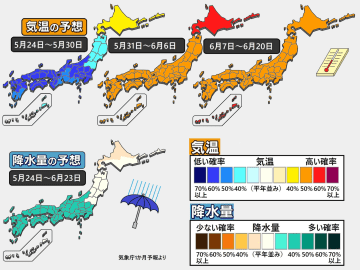 【1か月予報】6月にかけ徐々に曇雨天が増加
