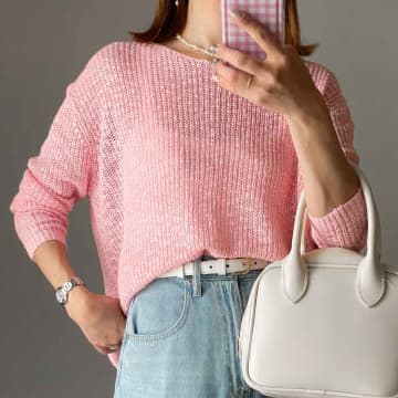 一気に着映える “ピンク” が可愛い！【SHEIN】ほんのり透け感♡「サマーニット」