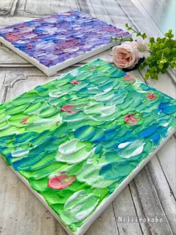 ほぼ100均材料！油絵風テクスチャーアート