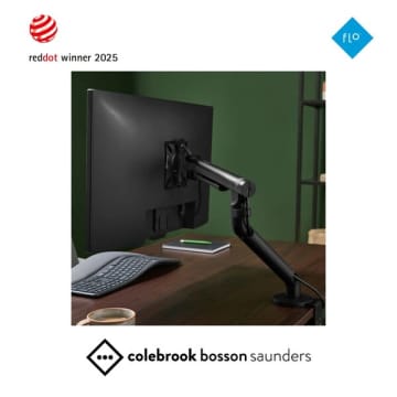 Colebrook Bosson SaundersのFloモニターアームが、オルガテック東京2025で人間中心のワークスペースを再定義