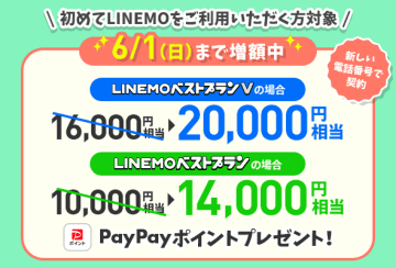 「LINEMO週穫祭」5月3週目キャンペーンは、MNPでPayPayポイント増額