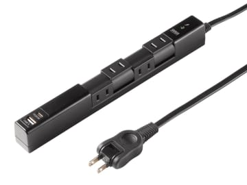 サンワサプライ、差込口が180度回転して大型ACアダプタも挿しやすい電源タップ