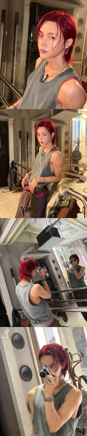 RIIZE・ウォンビン、赤髪×がっしり二の腕にファン悶絶「タンクトップは反則…」【PHOTO】