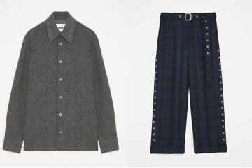 ジル サンダー“スタッズ”が並ぶ襟のメンズシャツやパンキッシュなチェック柄パンツ、花柄ニットも