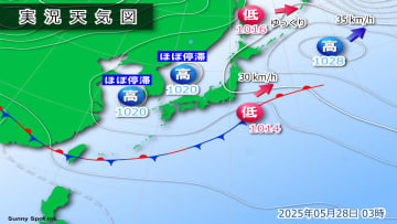 きょう28日(水)の天気　日本海側を中心に晴れ　札幌で夏日予想