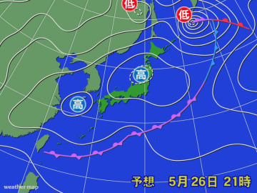 あすはほぼ全国的に晴れるものの東日本太平洋側は雲が多い