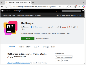C#/.NET開発を加速させる「ReSharper」がVisual Studio Codeに対応、テスト中は無料／JetBrains、「JetBrains AI Assistant」とともにパブリックプレビュー開始