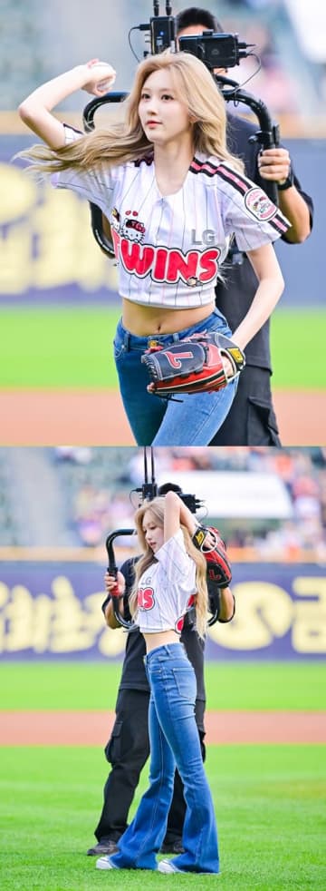 “勝利の女神”IVE・ガウル、ブロンドヘアでマウンドに降臨！ピザ70枚差し入れも話題