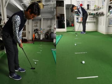 パットのタッチを磨く練習法！１メートル間隔でテープを貼って打つ