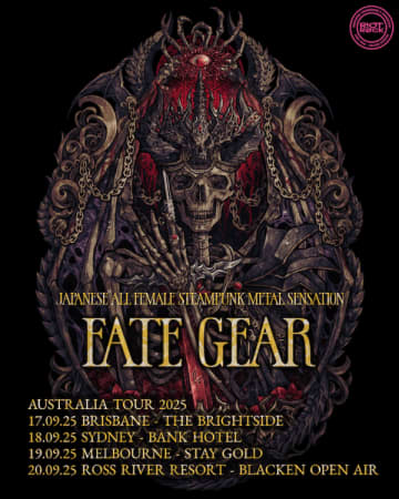 ガールズ・スチーム・メタル楽団 FATE GEAR、初のオーストラリアツアー開催を発表。EARTHLESS、UADAなどが出演する『BLACKEN OPEN AIR』に準ヘッドライナーとして出演決定
