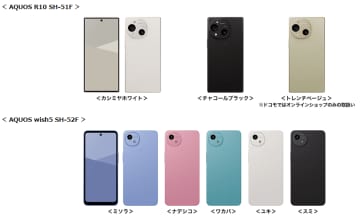 ドコモから「AQUOS R10」「AQUOS wish5」、6月下旬以降順次発売