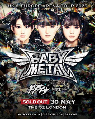 BABYMETAL、英THE O2 アリーナ公演が完売 ライブビューイング&ディレイビューイングを映画館で開催