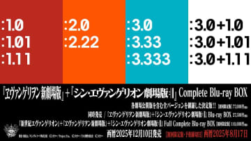 ヱヴァ新劇場版＆シン・エヴァ、初商品化を含む全バージョン網羅したBD-BOX。TV版も収録の28枚組も