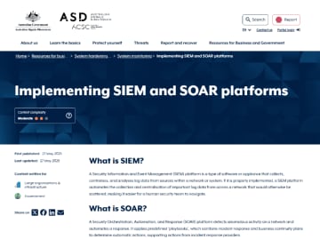 豪州策定の国際文書「SIEM 及び SOAR プラットフォームに関するガイダンス」に、日本も共同署名