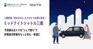 終電後に三鷹駅から出発する相乗りタクシー「ミッドナイトシャトル三鷹」。金土曜の24時から運行、最大50％オフに